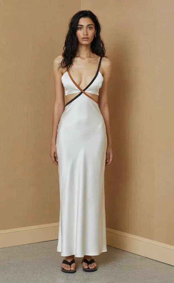 Bec & Bridge Toi Et Moi Dress White with Bronze Contrast Size 10 photo 2