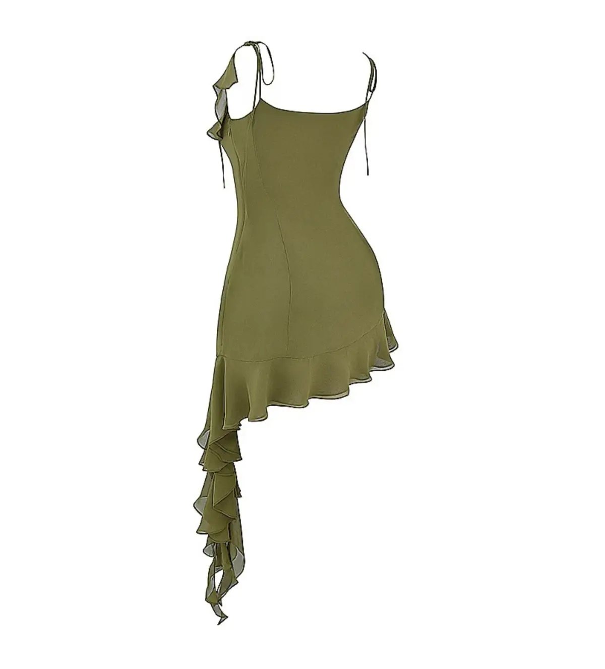 House of CB Marcia Ruffle Mini Dress Olive Size S/AU 8 photo 6