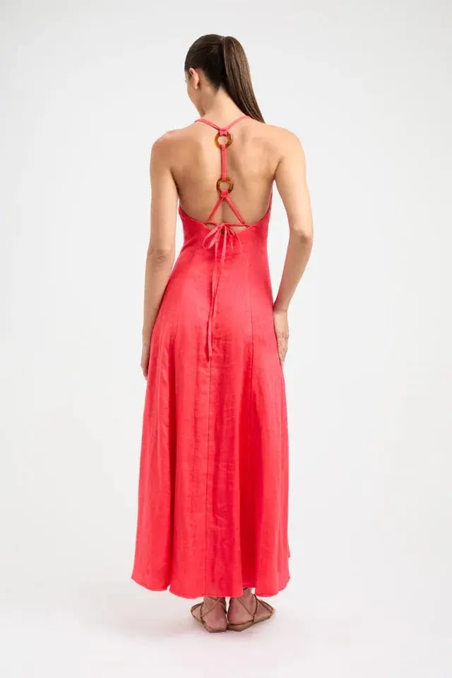 Kookai Tahiti Ring Back Dress In Candy Red Size 8 photo 2