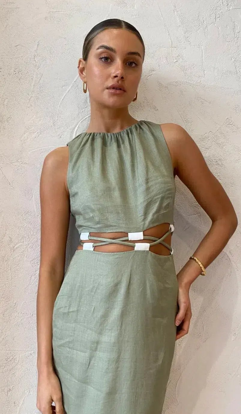 Sir The Label Mayra Deconstructed Maxi Dress Green Size 8 photo 4