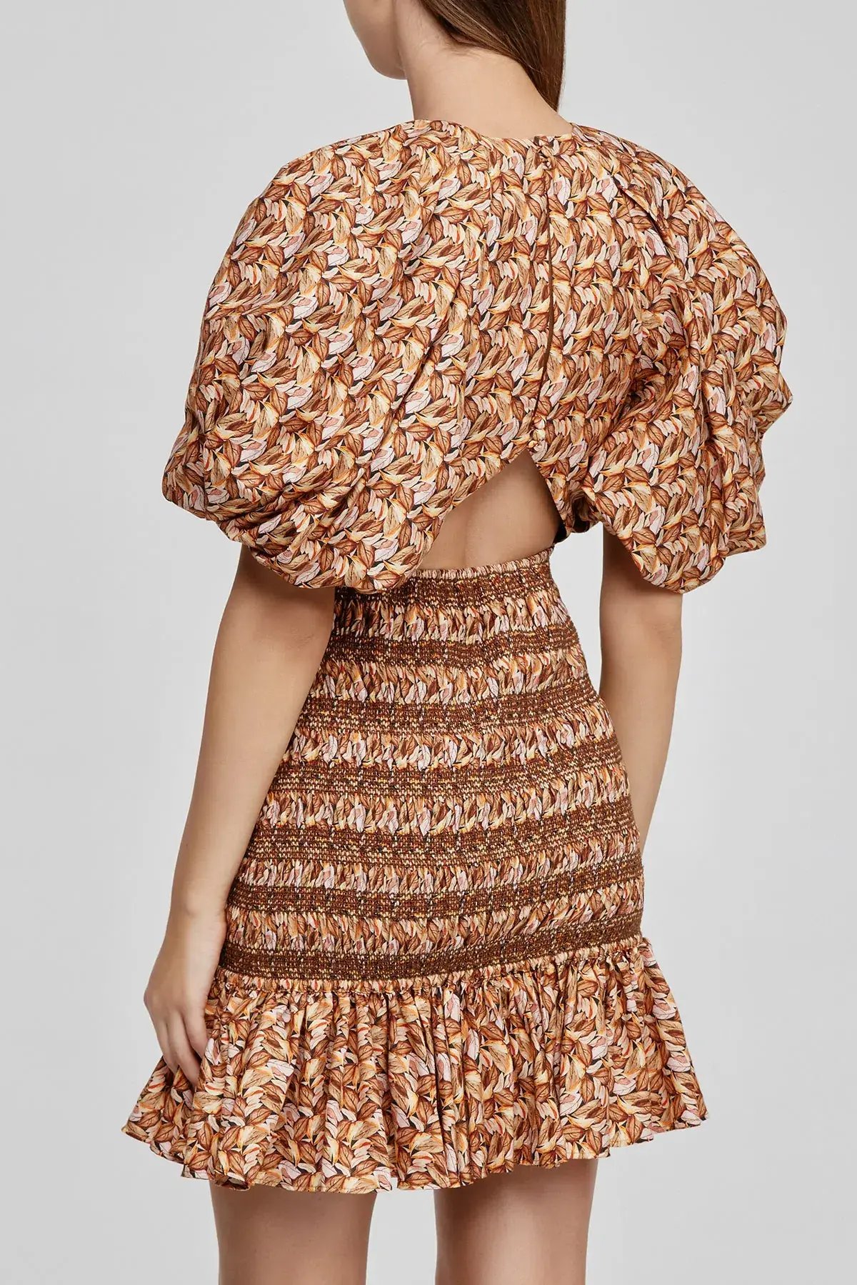 Acler Brooks Mini Dress Neutral Leaves Print Size 8 photo 3