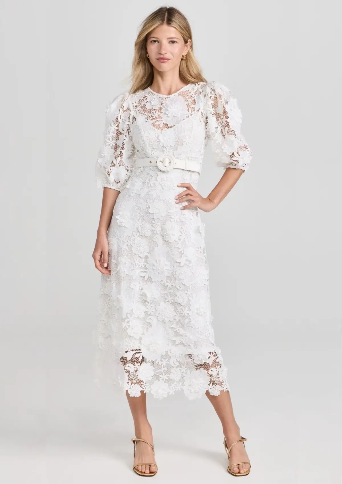 Zimmermann The Halliday Lace Flower Midi Dress in Ivory Size 1 / AU 10 photo 2