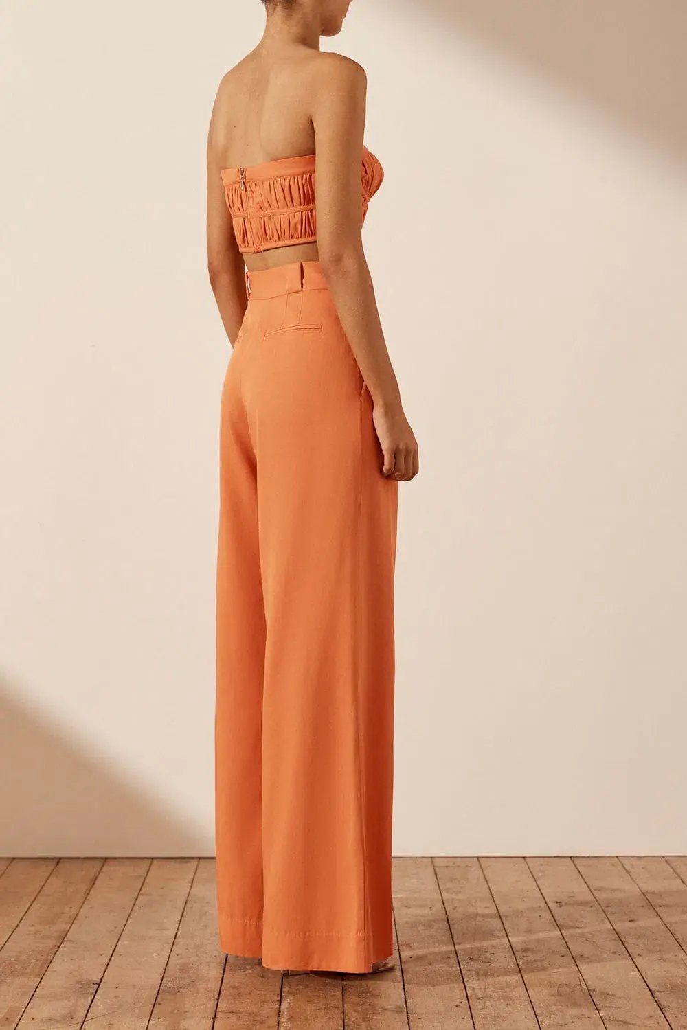 Shona Joy Sara Tailored Wide Leg Pant & Strapless Bustier Orange Size AU 10 photo 2