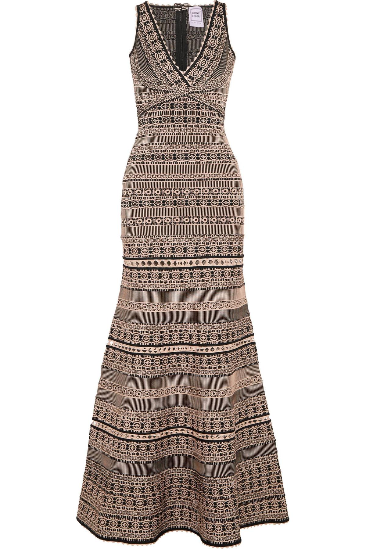 Herve Leger Regina Jacquard Knit Bandage Gown Size 8 photo 2