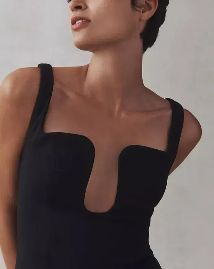 MISHA Franka Wave Neckline Maxi Black Size 8/S photo 2
