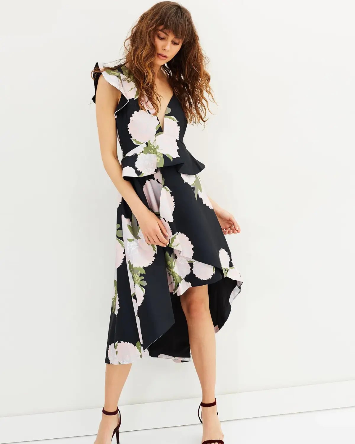 Talulah New Woman Asymmetrical Midi Dress Floral Size 12 photo 6