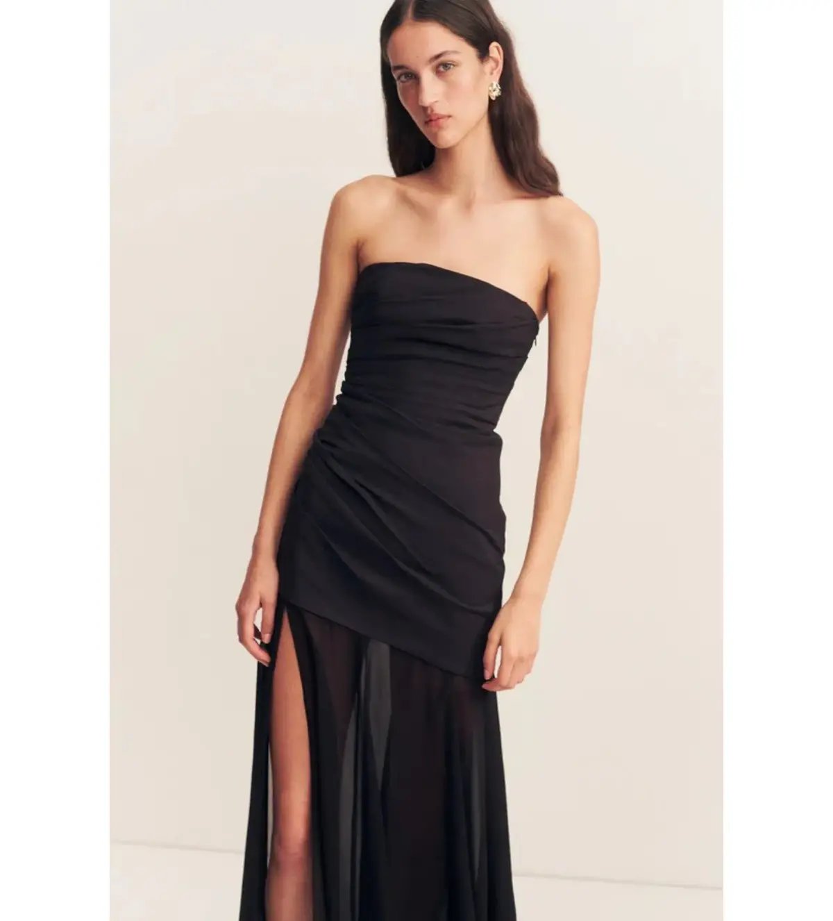 Shona Joy Blainey Strapless Draped Maxi Dress Black Size AU 8 photo 5