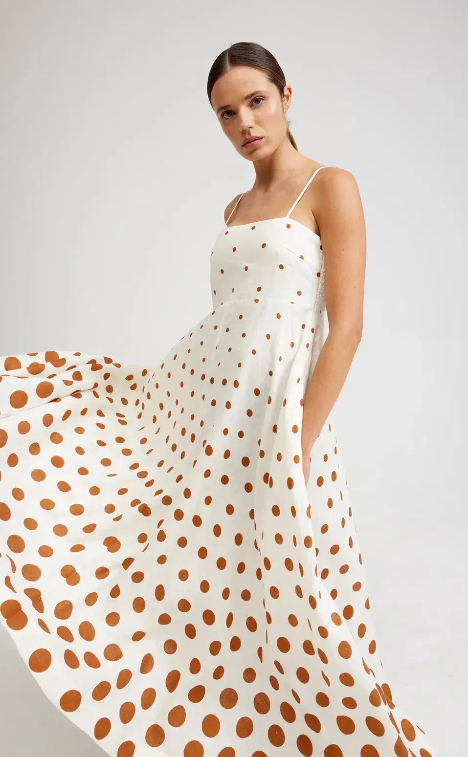 Aston Studio Rue Maxi Dress in Milk/Cigar Dot Size 10 photo 6