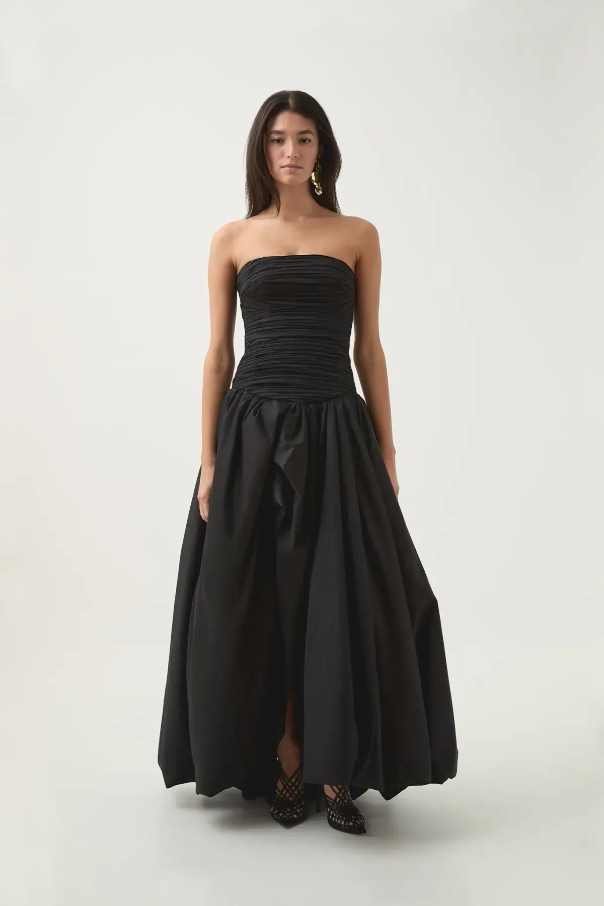 AJE Violette Bubble Hem Maxi Dress in Black Size 8 photo 3