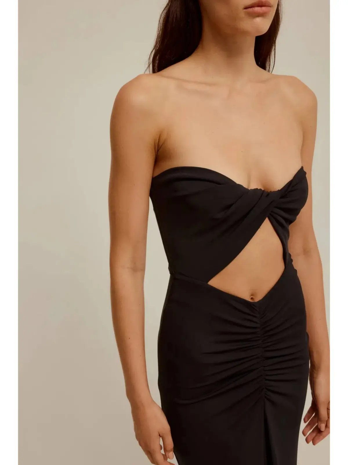 Venroy Draped Cutaway Strapless Dress Black Size AU 8 photo 2