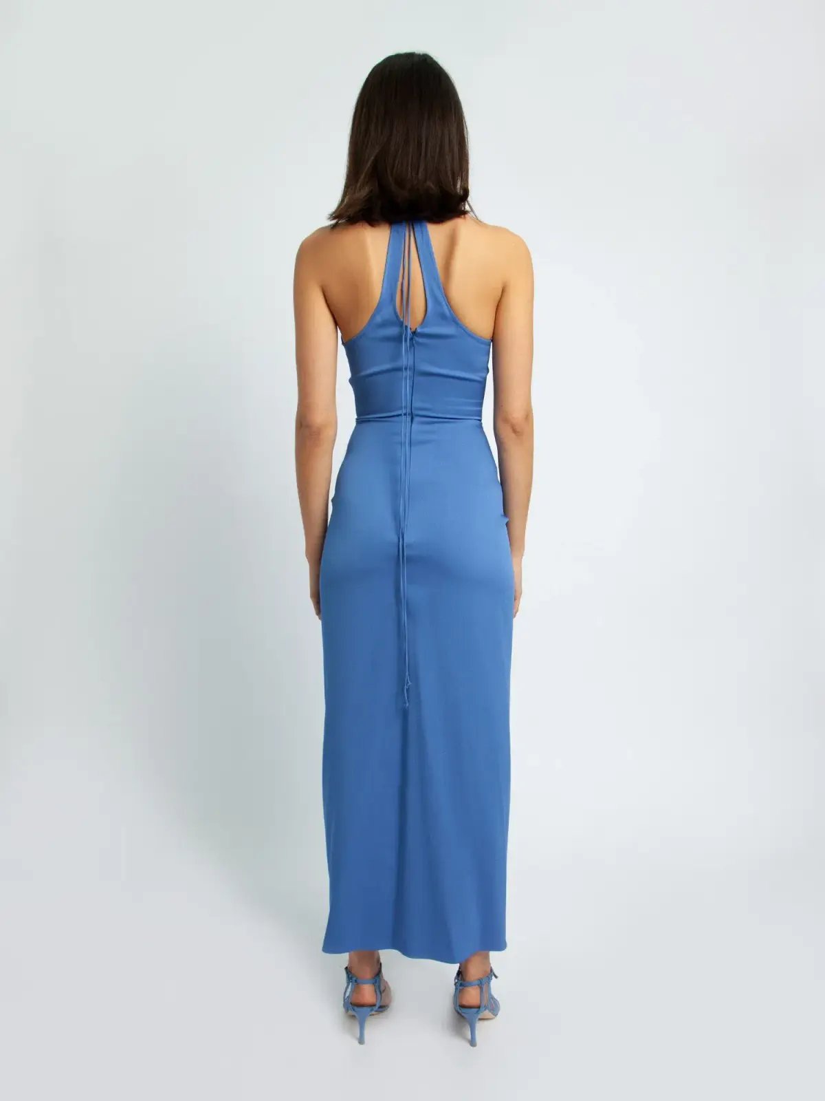Christopher Esber Lattice Waist Tie Dress Blue Size 10 photo 2