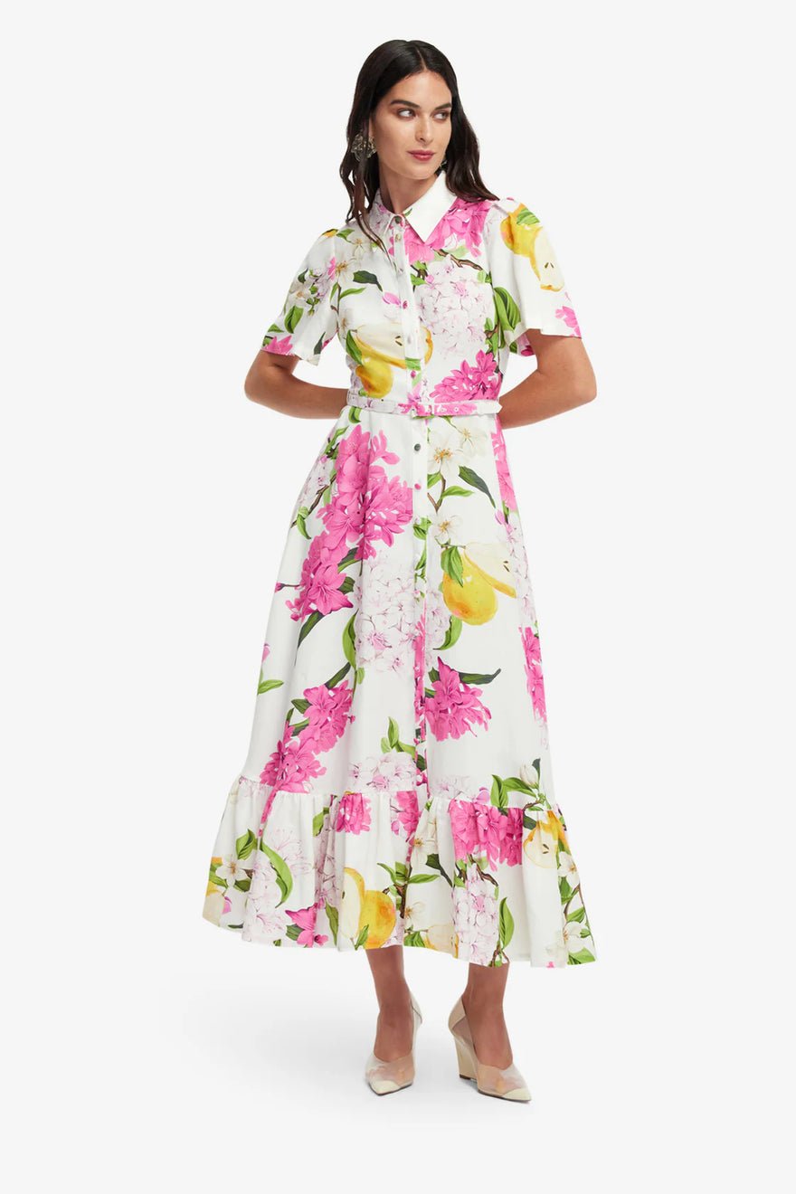 Leo Lin Becca Short Sleeve Midi Dress - Floral Pear Print photo 4