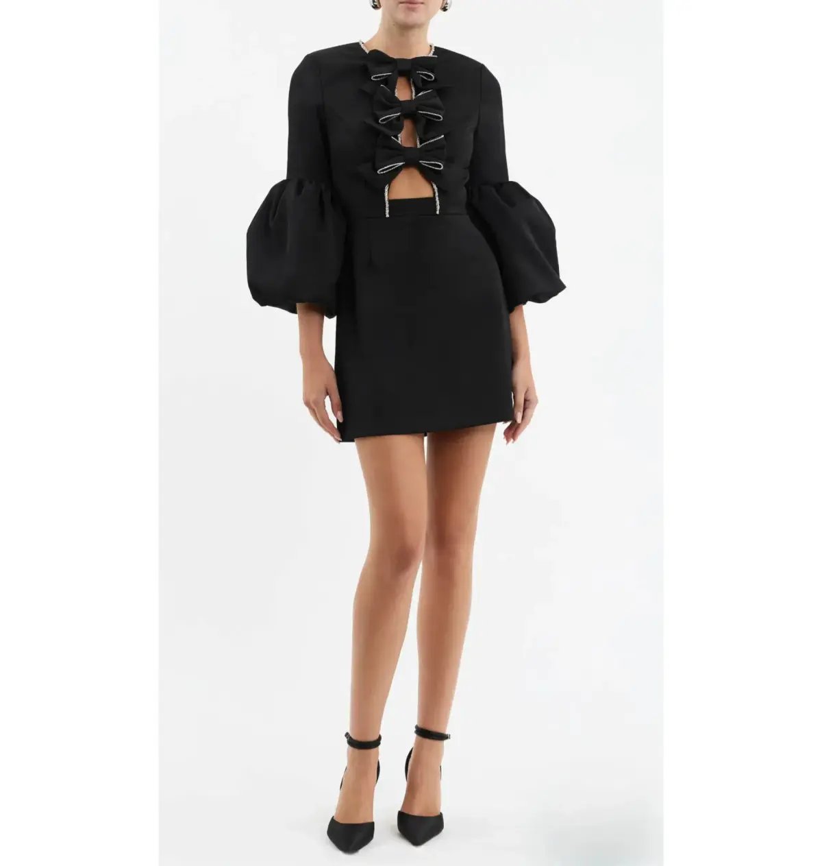Rebecca Vallance Augustine Bow Mini Dress Black Size AU 16 photo 2