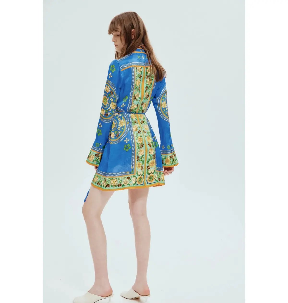 Alemais Linda Mini Dress in Blue Print Size AU 6 photo 2