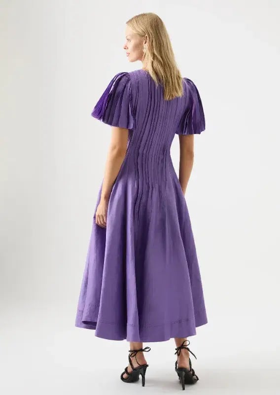 Aje Nova Pleated Midi Dress in Deep Violet Size 6 photo 3