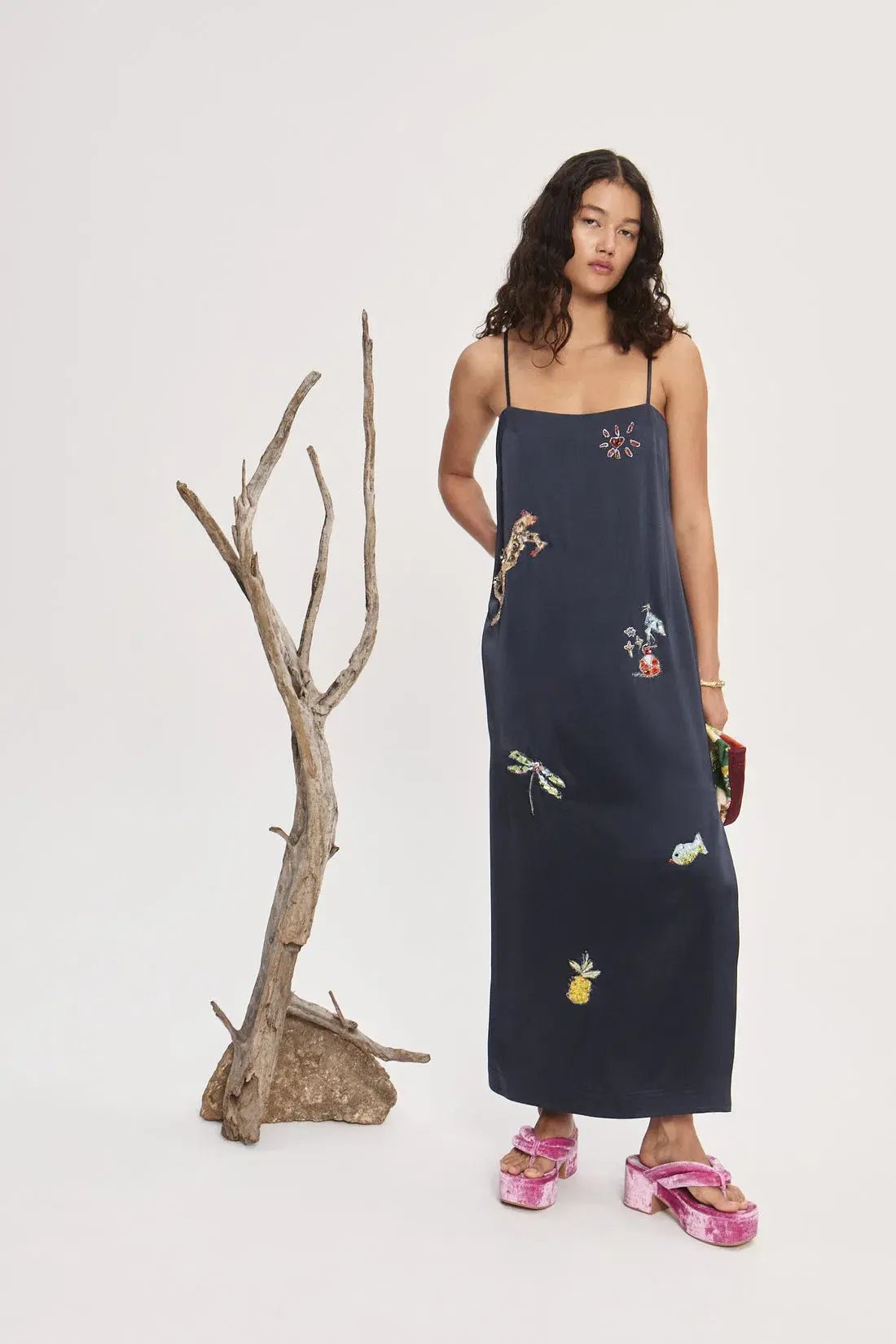 Aleamis Fontaine Slip Midi Dress Black Size AU 16 photo 2