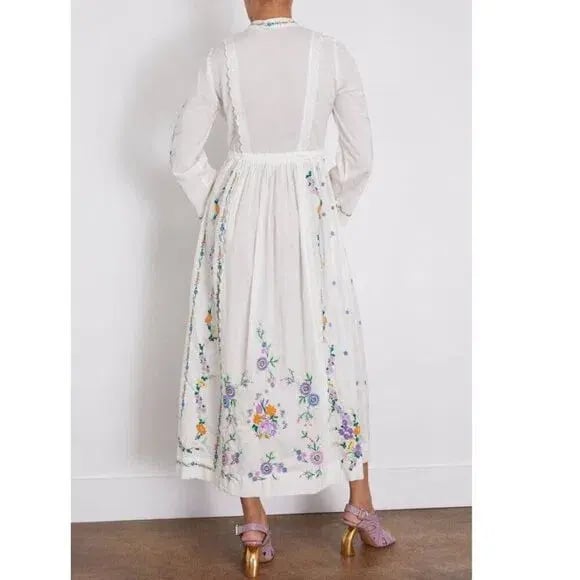 Alemais Willa Embroidered Shirt Dress White Floral Size AU 10 photo 11