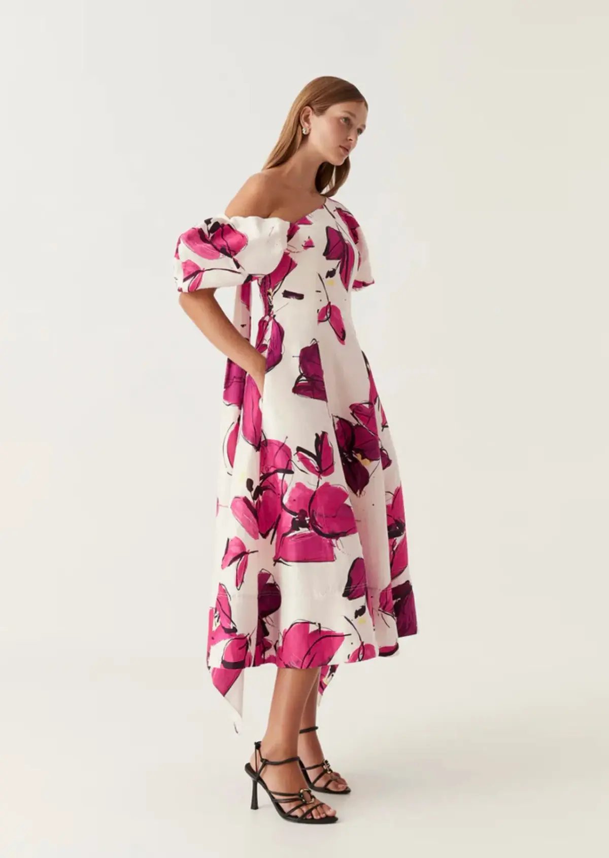 Aje Arista Tulip Sleeve Midi Dress Floral Size 16 photo 3