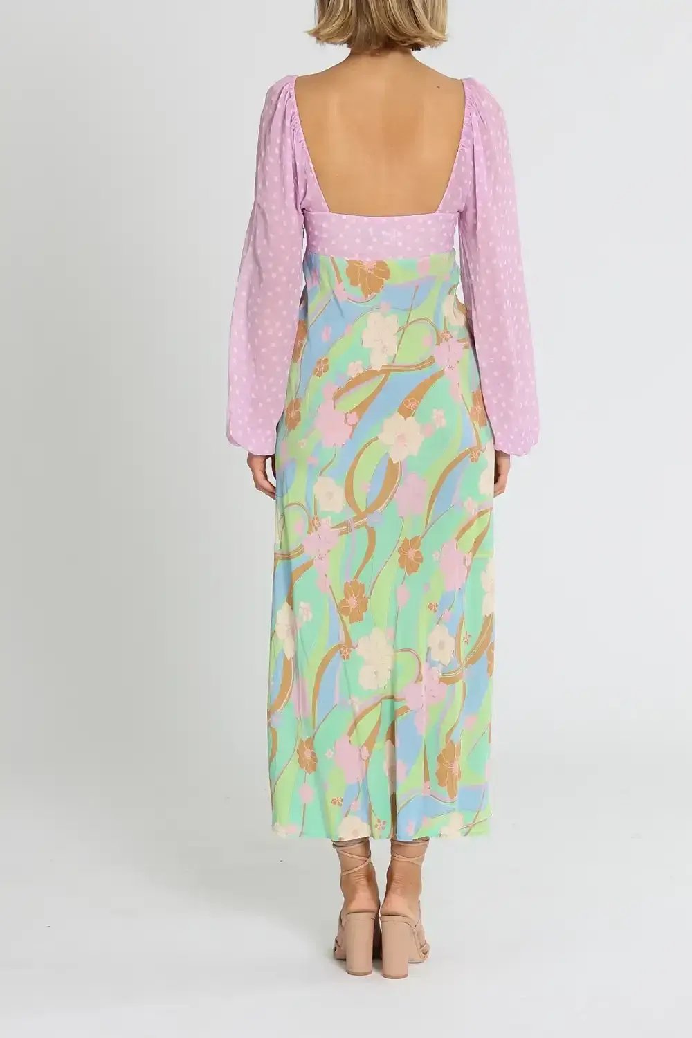 Rixo London Gio Jewel Midi Dress Multi Print Size AU 12 photo 3