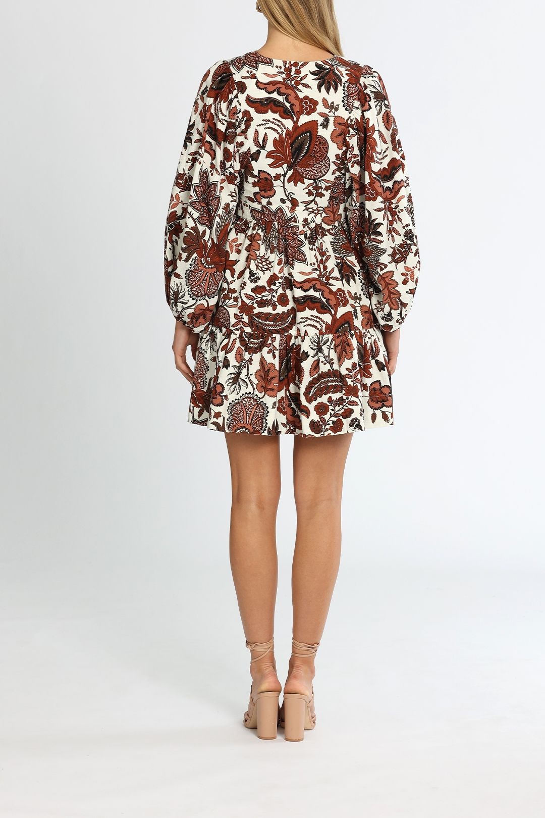 Catalina Plunged Balloon Sleeve Mini Dress - Multi photo 3