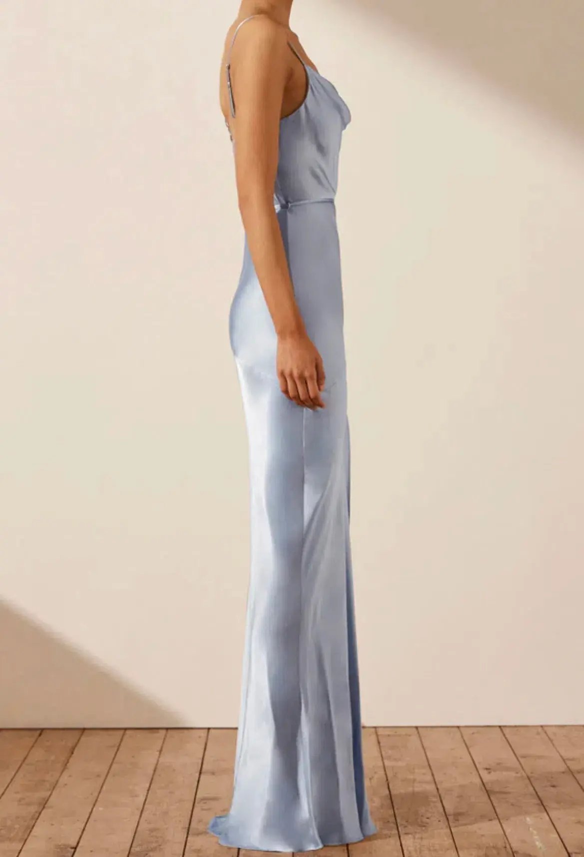 Shona Joy La Lune Bias Cowl Maxi in Powder Blue Size 6 photo 2