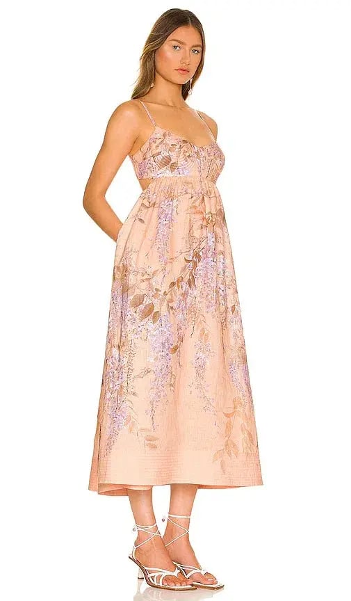 Zimmermann Rosa Bralette Midi Dress Print Size 0/Au 8 photo 2