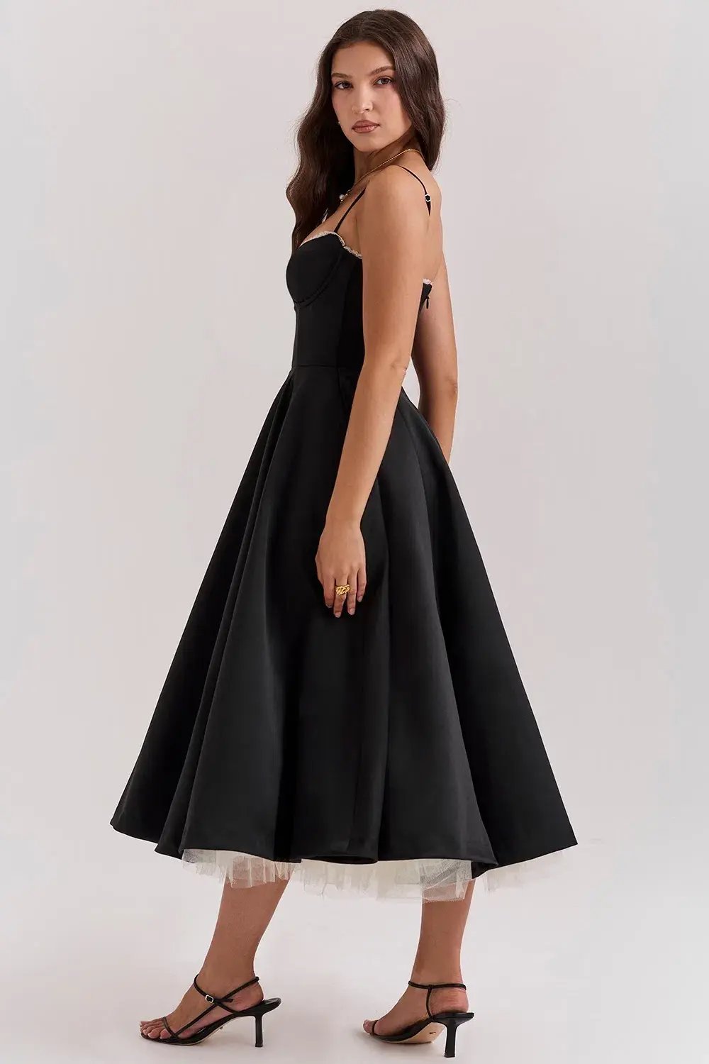 House Of CB Mademoiselle Black Tulle Midi Dress Size AU 8 photo 3