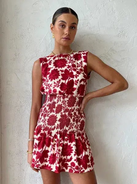 Sir the Label Cinta Open Back Dress Valentina Floral Red Size 0 / AU 6 photo 2