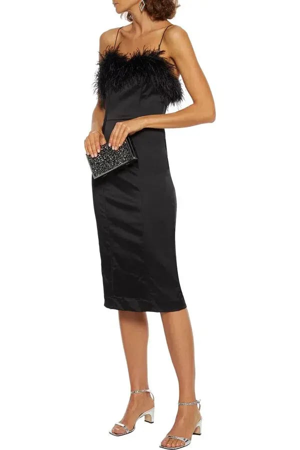 Veronica Beard Strapless Feather Dress Black Size 12 photo 2