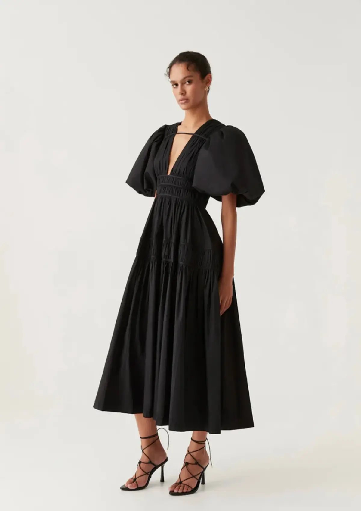 Aje Fallingwater Gathered Midi Dress Black Size AU 14 photo 2
