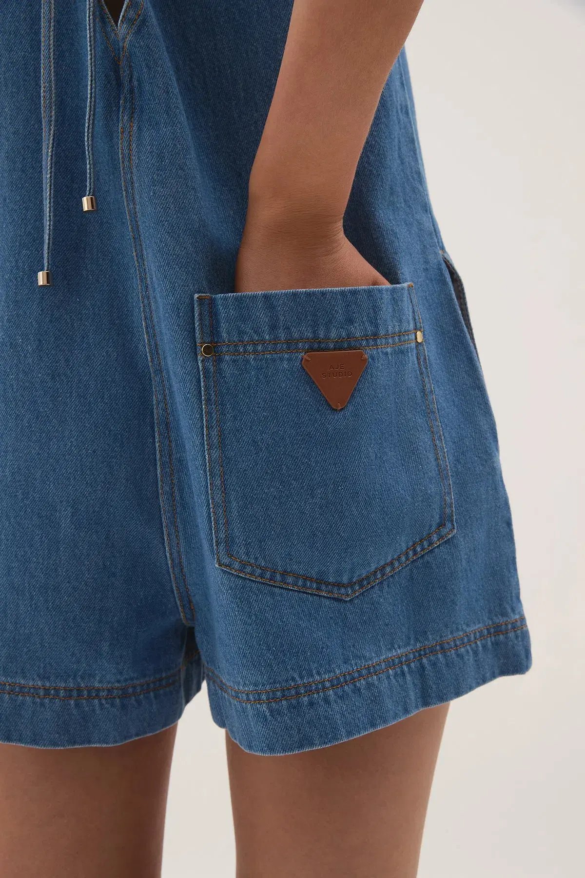 Aje Sunray Denim Playsuit Blue Size 10 photo 8