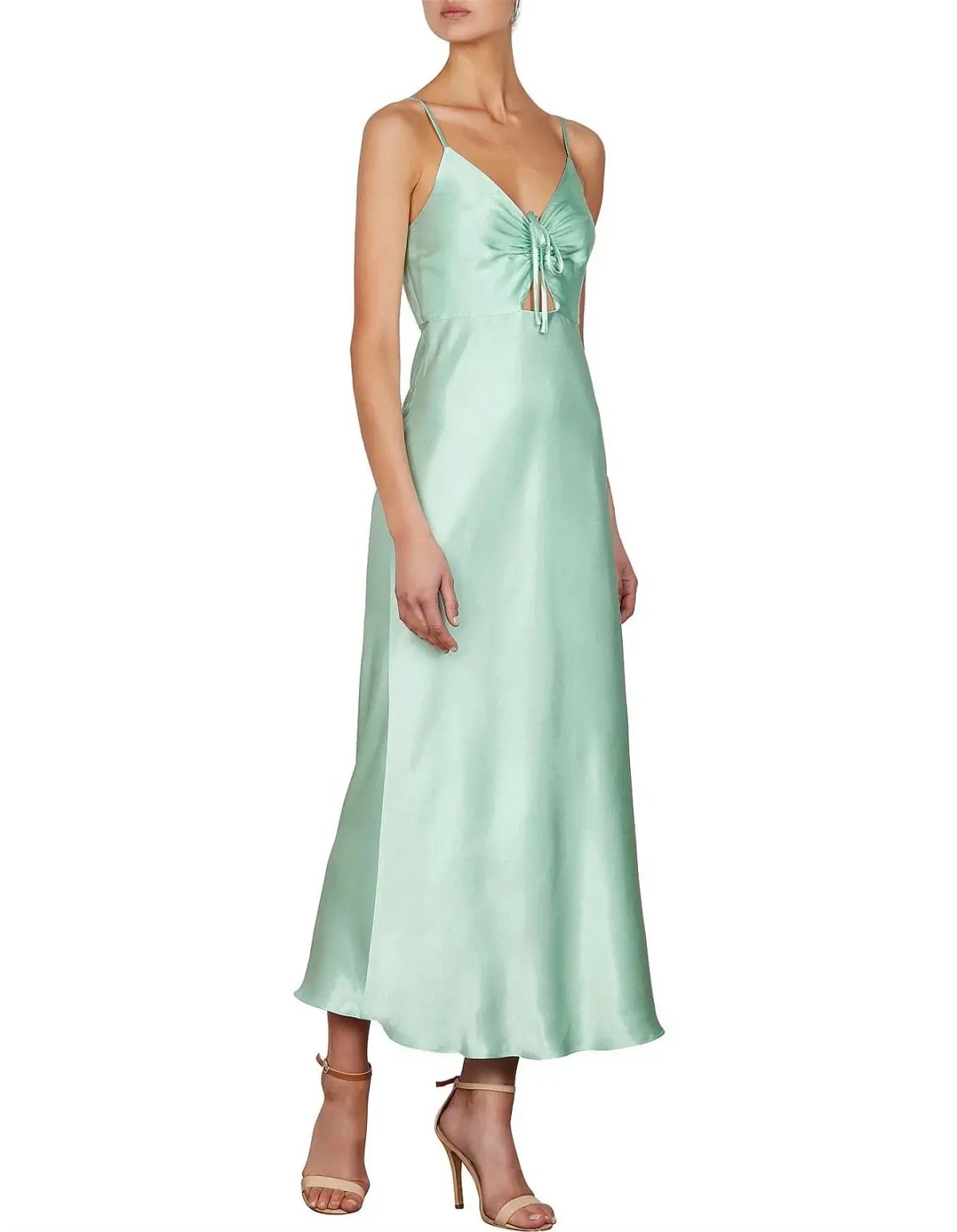 Shona Joy Jefferson Ruched Bias Midi Dress in Mint Size 10 photo 2