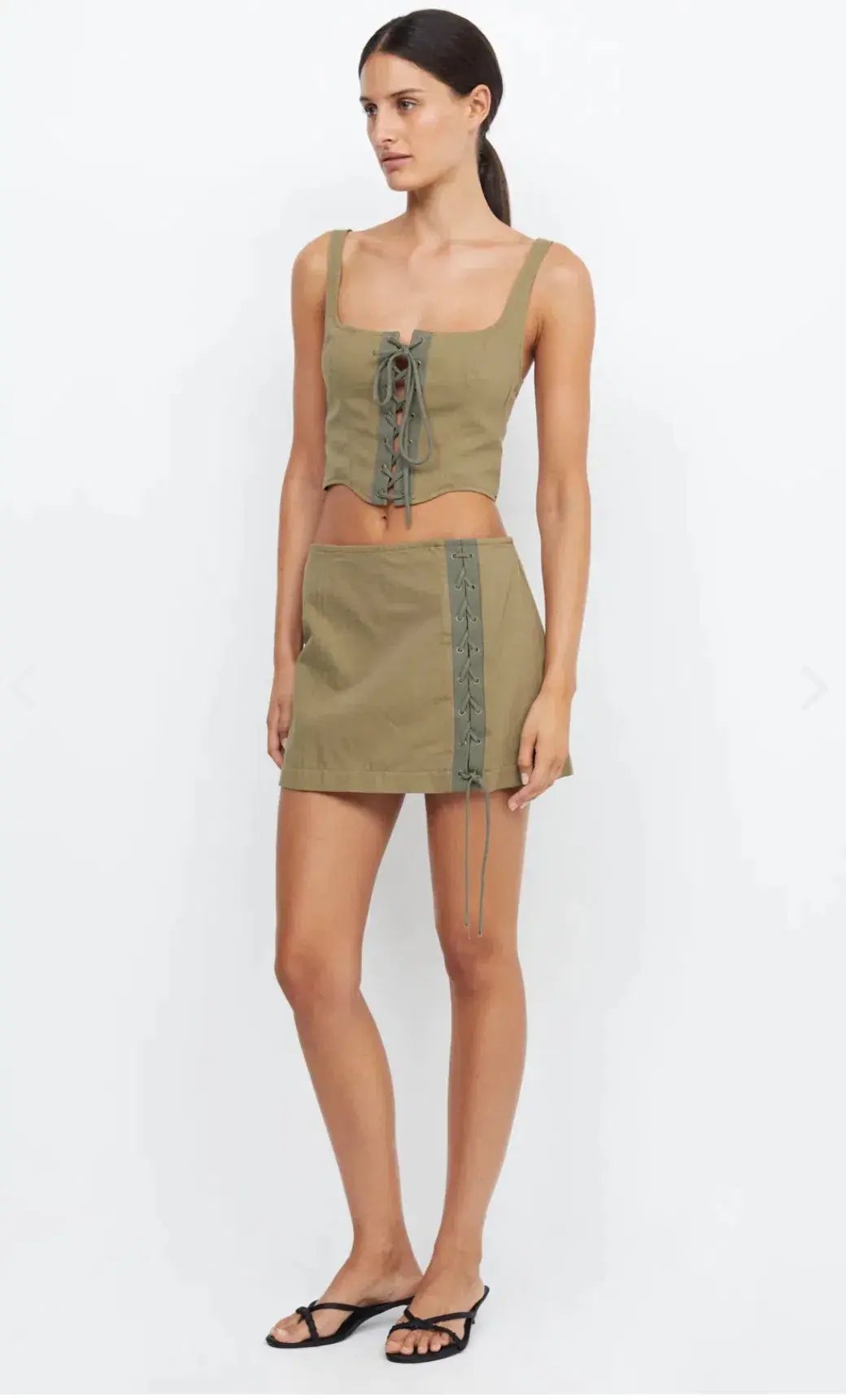 Bec and Bridge Remi Corset Top Spliced Khaki Size 10 photo 2
