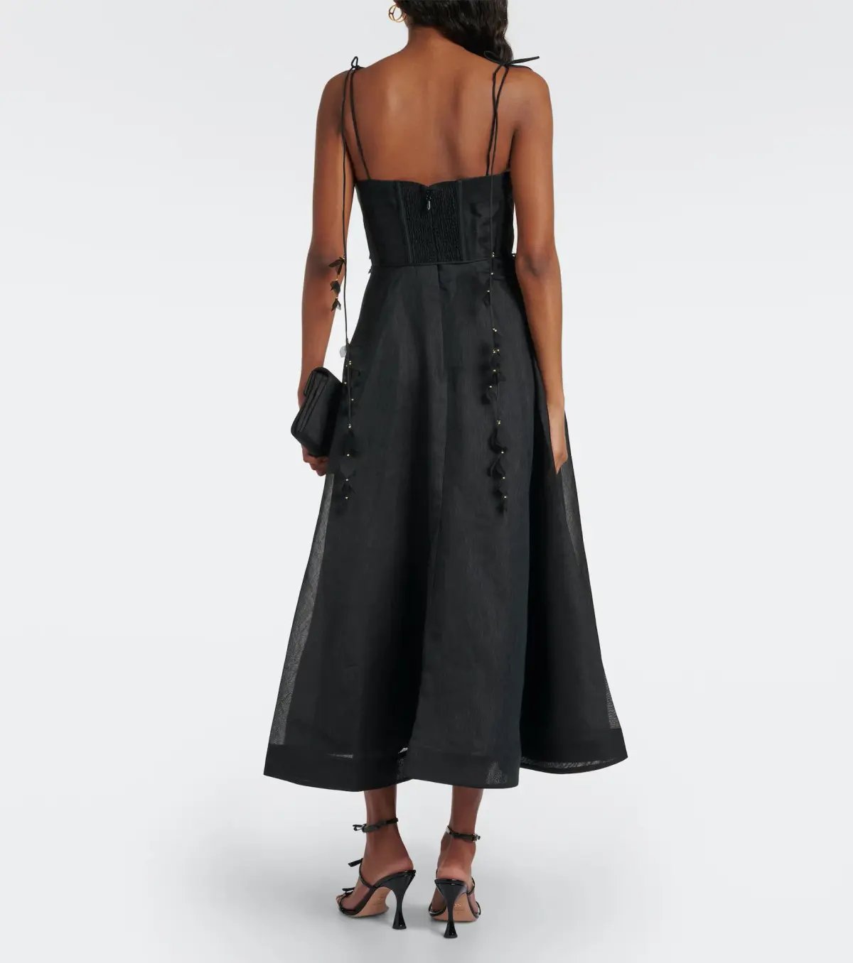Zimmermann Natura Midi Corset Dress in Black Size 2 / AU 12 photo 3