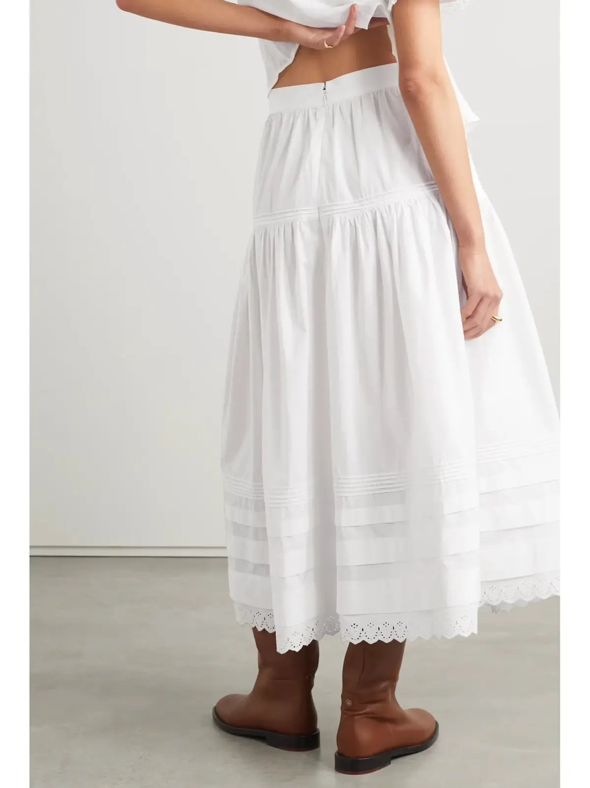 DÔEN Sebastiane White Midi Skirt Size 10 photo 2