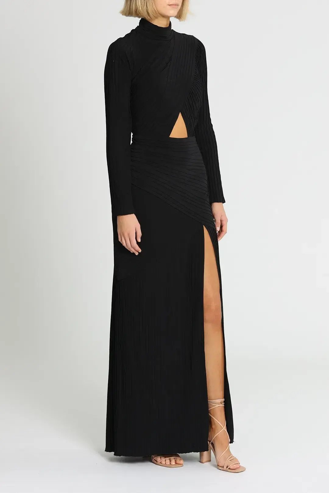 Tadashi Shoji Seneca Open Back Pintuck Gown in Black Size 10 photo 4