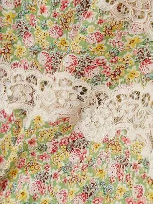 Doen Venus Corded Lace Trimmed Floral Silk Midi Dress Size AU 8 photo 5