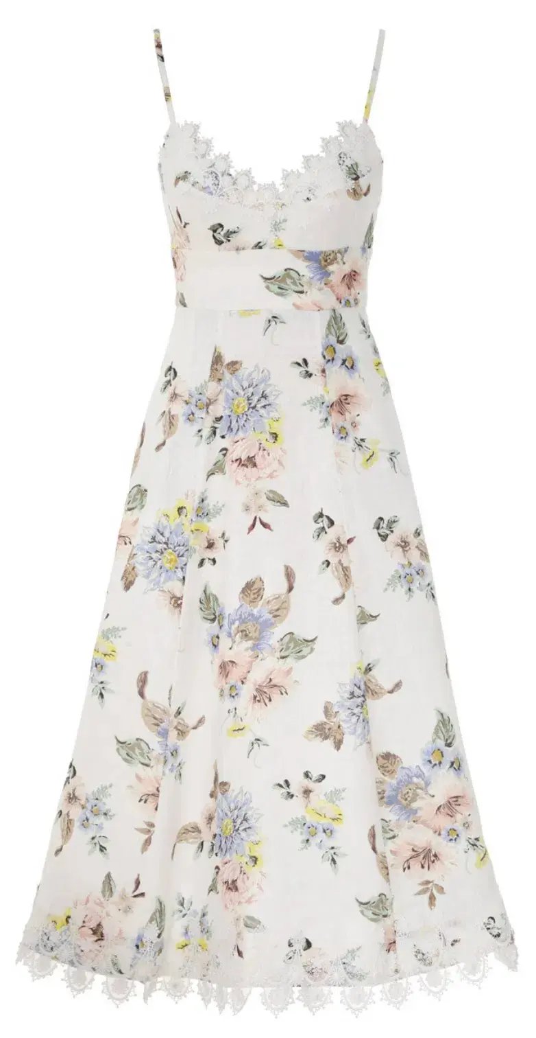 Zimmermann Appliqué Picnic Dress Blue Floral Size 0/Au 8 photo 2