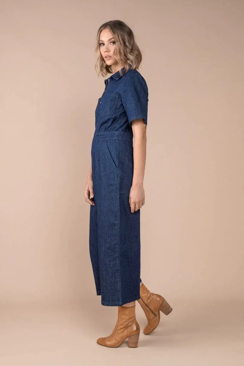 Frock Me Out Denim Freestyler Jumpsuit Dark Indigo Size 18 photo 2
