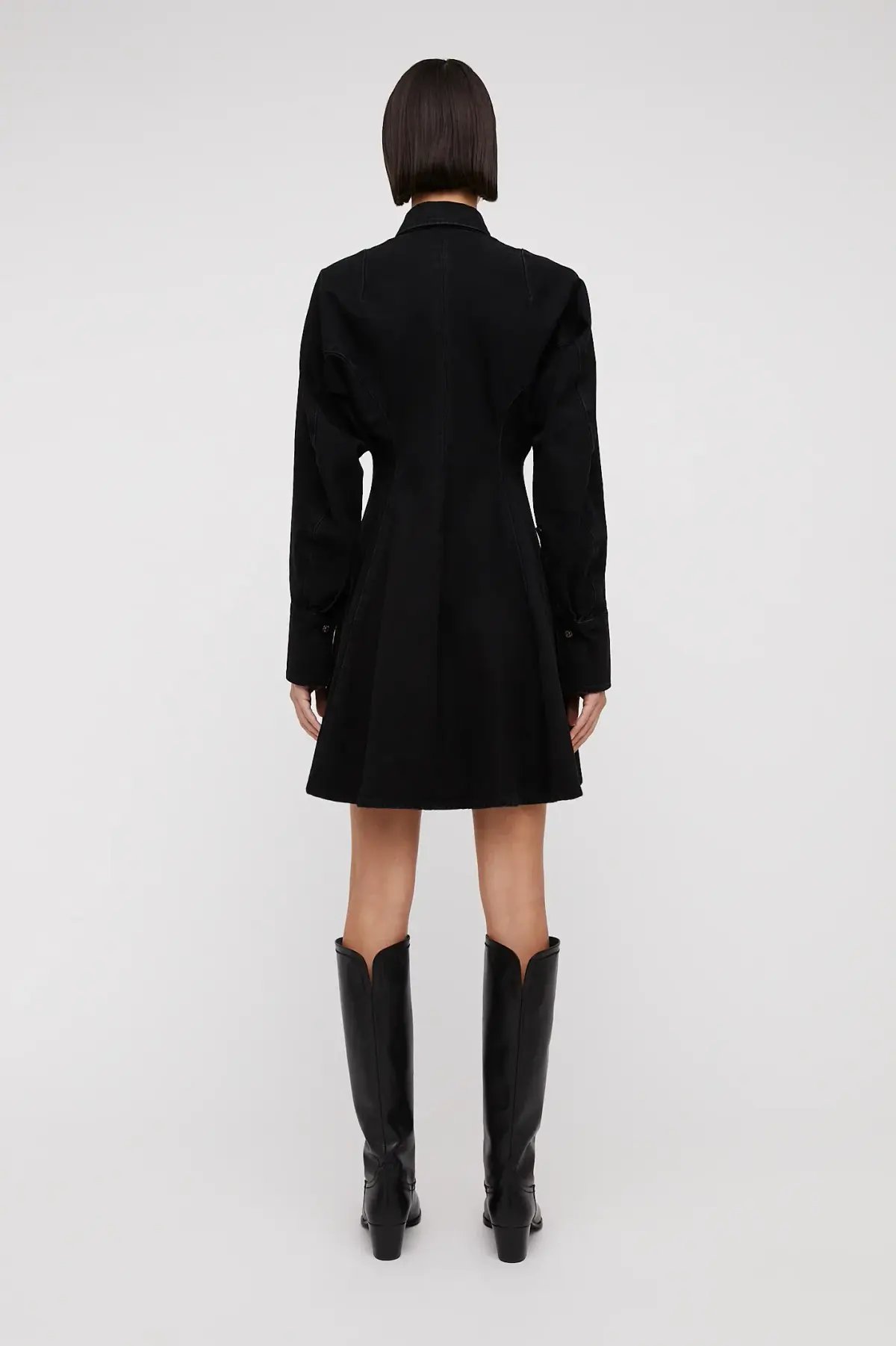 Scanlan Theodore Denim Cocoon Sleeve Mini Dress Black Size 10 photo 3