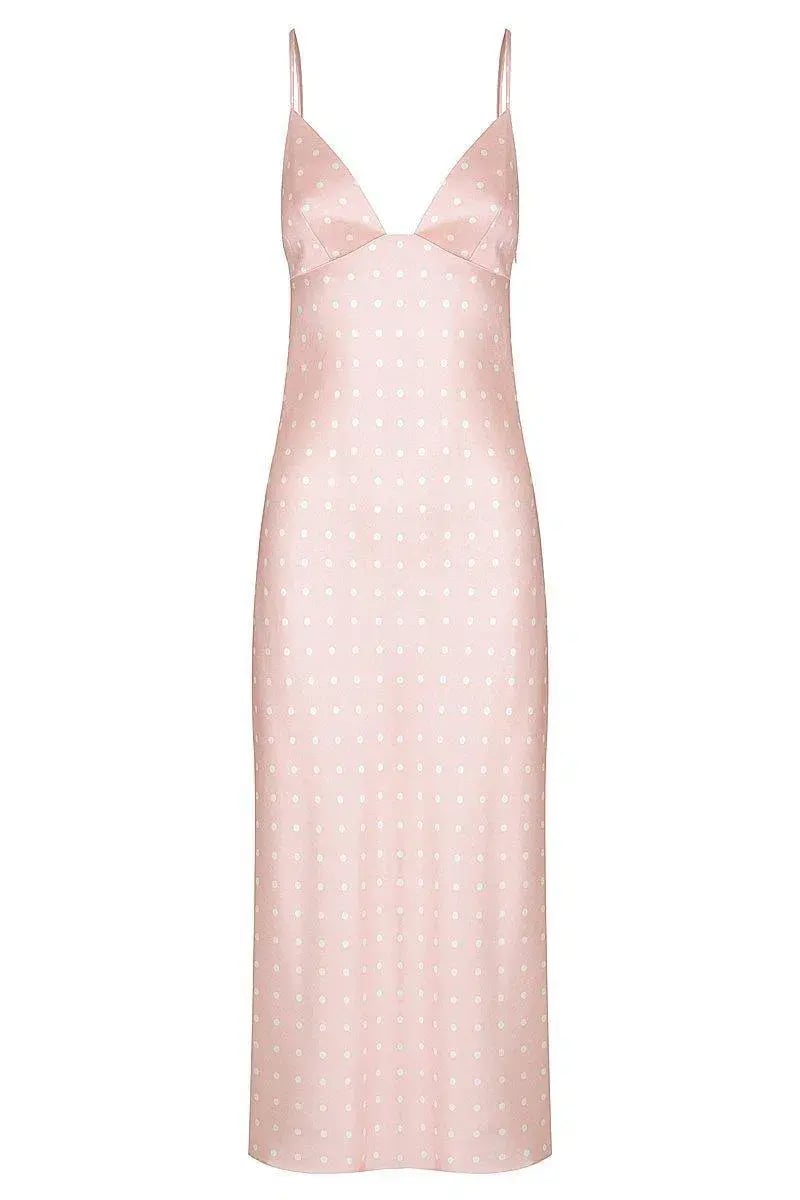 Shona Joy Bias Slip Midi Dress in Strawberry/Cream Spot Size 10 photo 3
