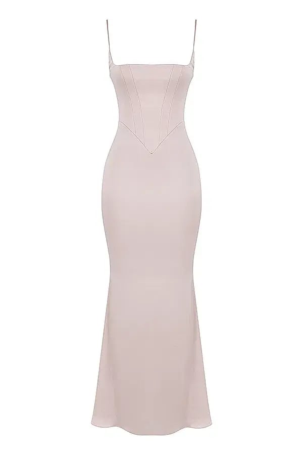 House of CB Olivette Crystal Satin Maxi Dress White Size 10 photo 5
