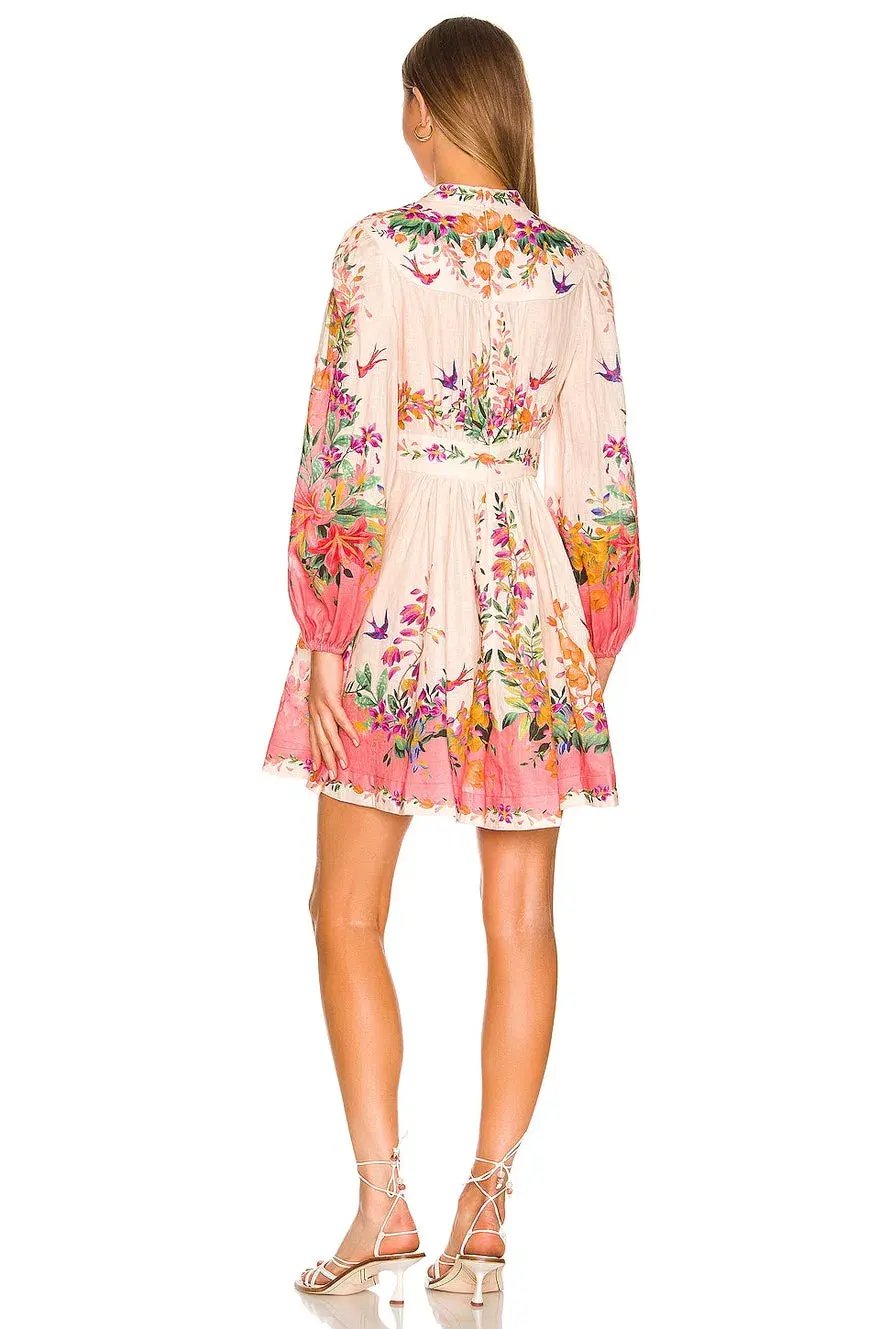Zimmerman Tropicana Plunge Mini Dress Floral Size 1/AU 10 photo 2