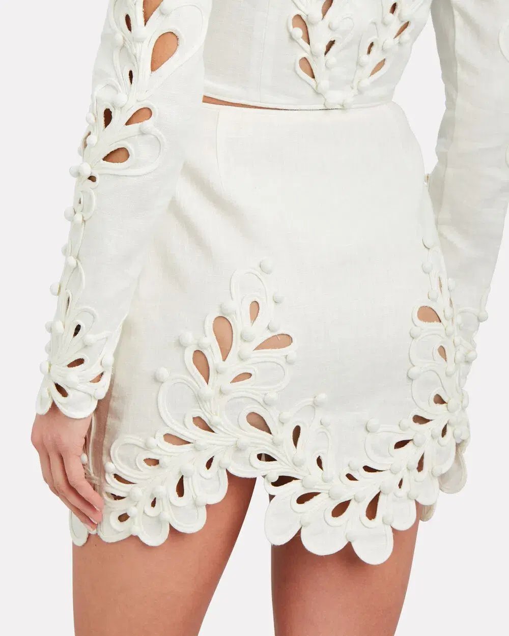 Zimmermann Brightside Rouleaux Mini Skirt Ivory Size 2 / AU 12 photo 3
