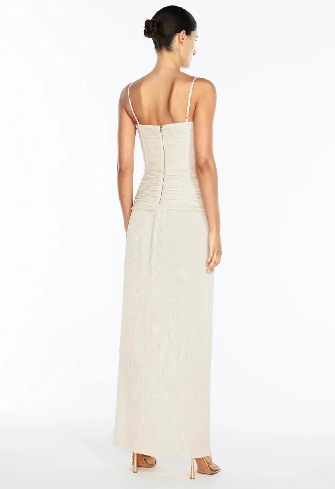 Manning Cartell Double Time Pleat Maxi Dress Nougat Size 6 photo 3