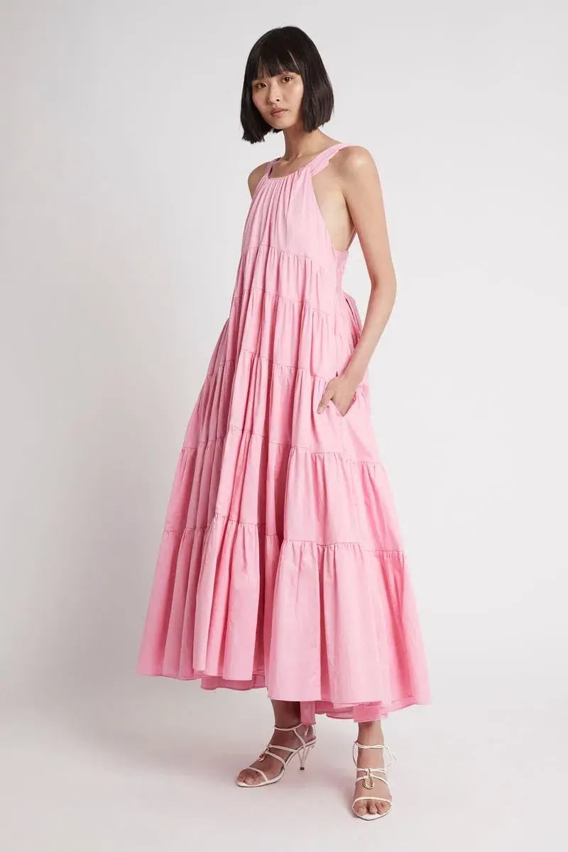 Aje Marguerite Tie Back Maxi Dress Pink Size 12 photo 2