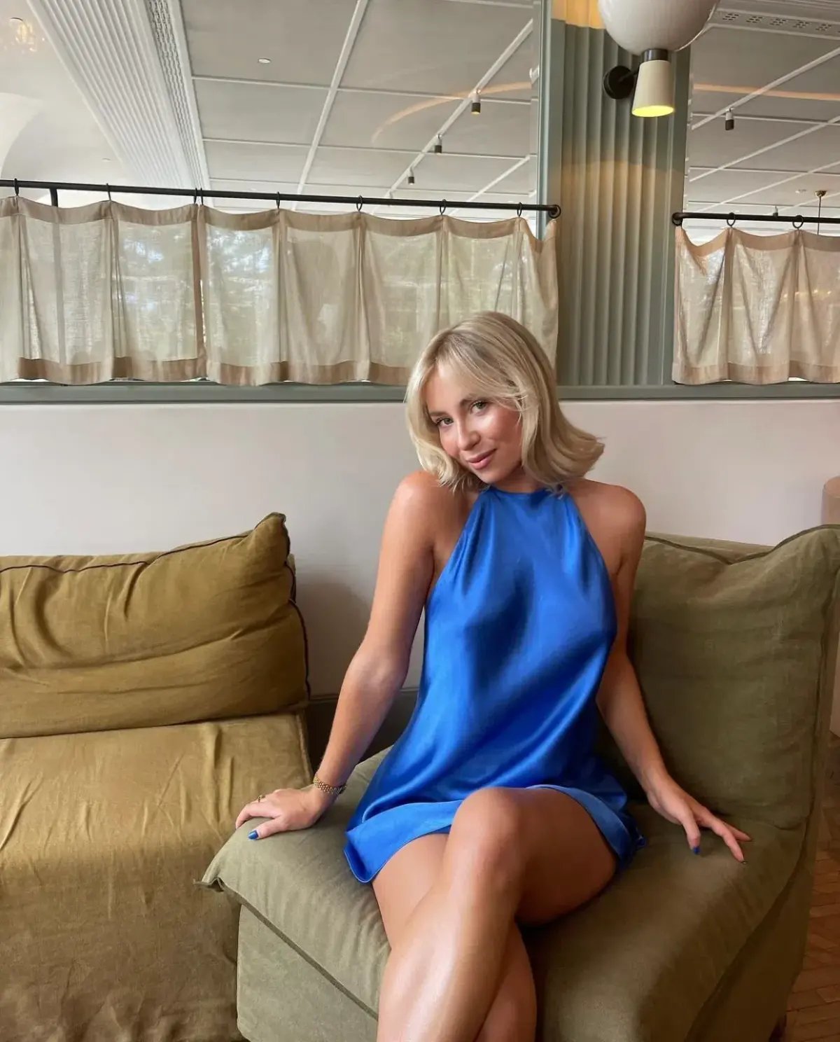 Shona Joy Oliviera Low Back Halter Mini Dress Blue Size 6 photo 3
