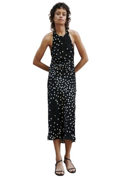 Silk Laundry Halter Dress Broken Dot photo 2