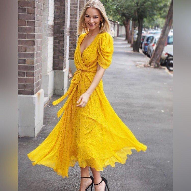 Bec & Bridge Hibiscus Golden yellow midi size 8 photo 2
