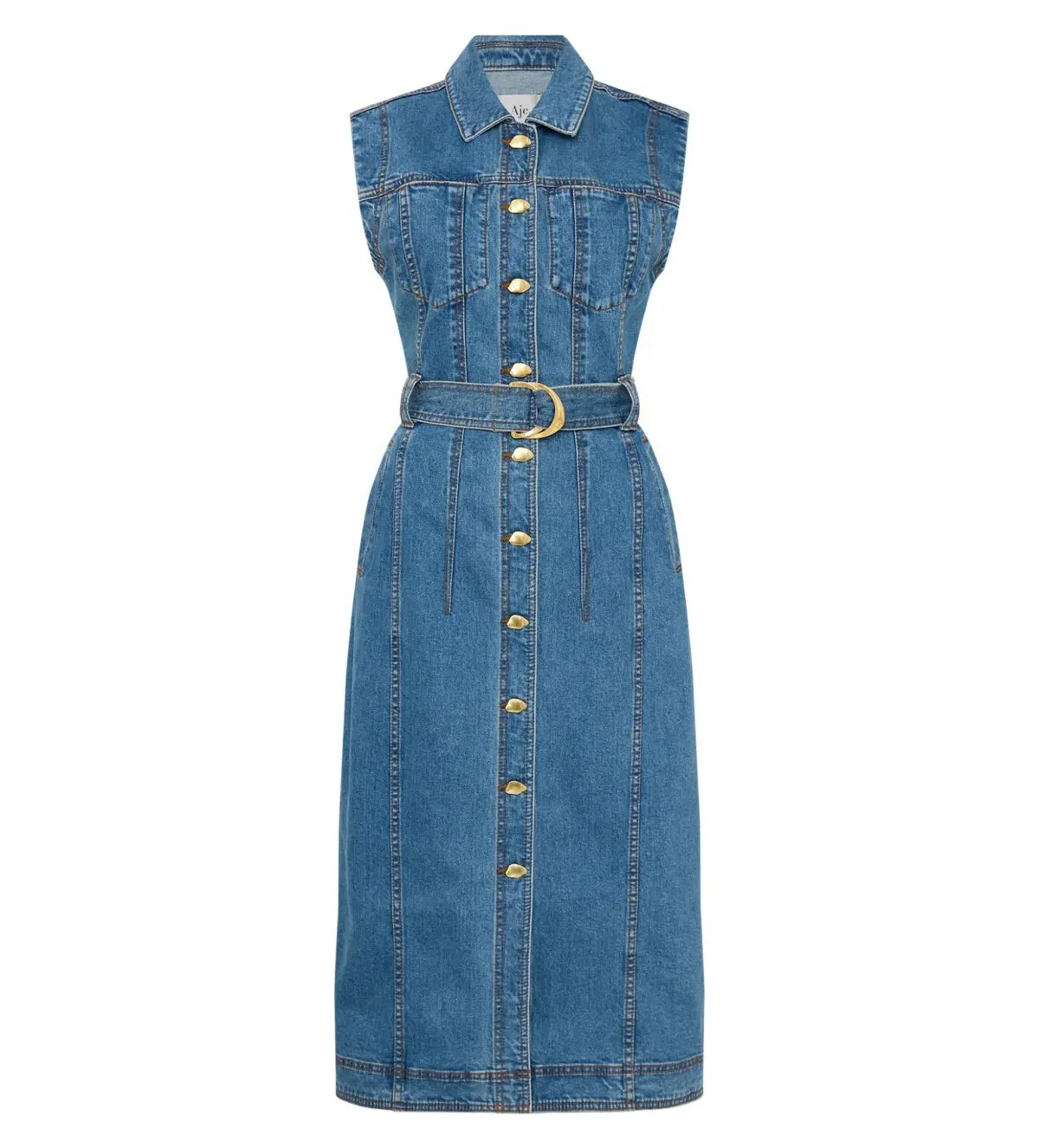 Aje Darcie Denim Midi Dress in 90's Wash Size AU 6 photo 5